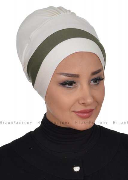 Elsa - Turbante De Algodón Crema & Caqui