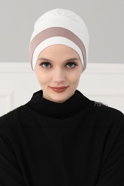 Elsa - Turbante De Algodón Crema & Taupe