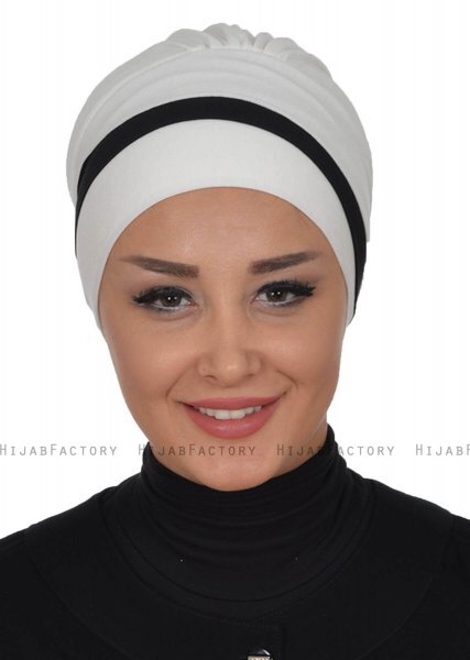 Elsa - Turbante De Algodón Crema & Negro