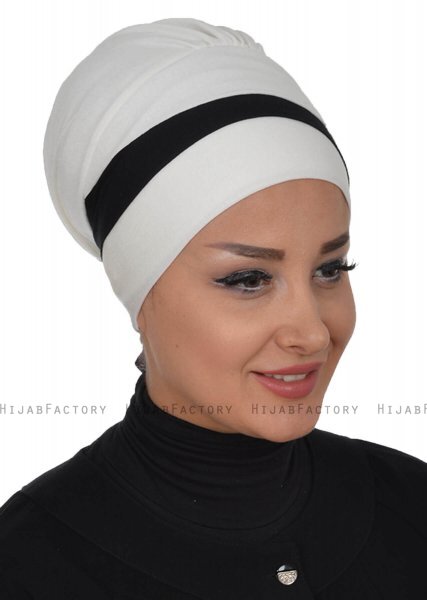 Elsa - Turbante De Algodón Crema & Negro