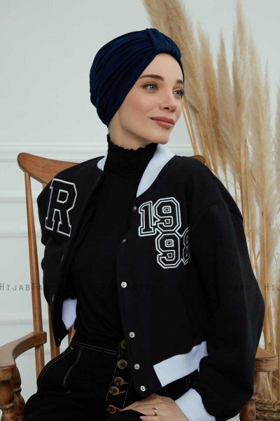 Laura - Turbante De Algodón Azul Marino