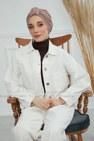 Laura - Turbante De Algodón Taupe