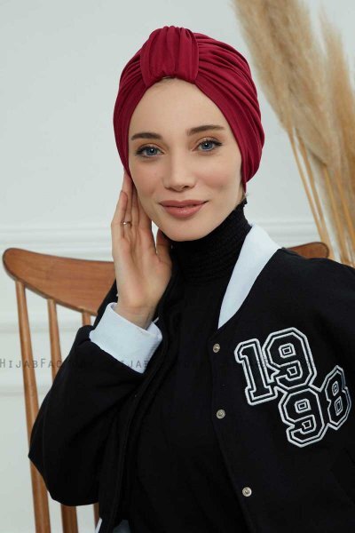 Laura - Turbante De Algodón Burdeos