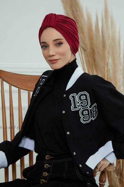Laura - Turbante De Algodón Burdeos