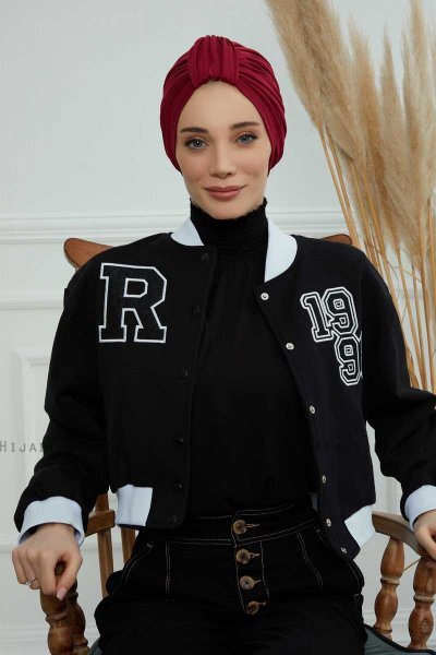 Laura - Turbante De Algodón Burdeos