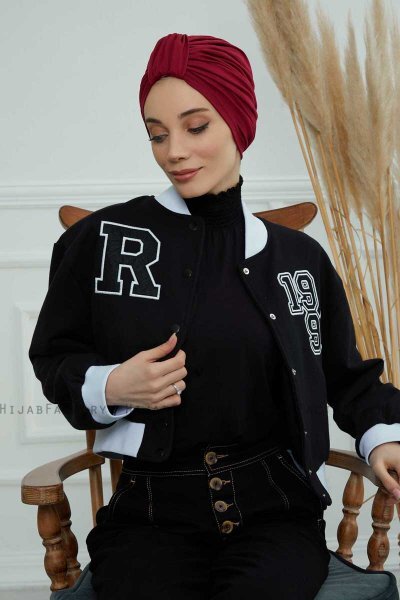 Laura - Turbante De Algodón Burdeos