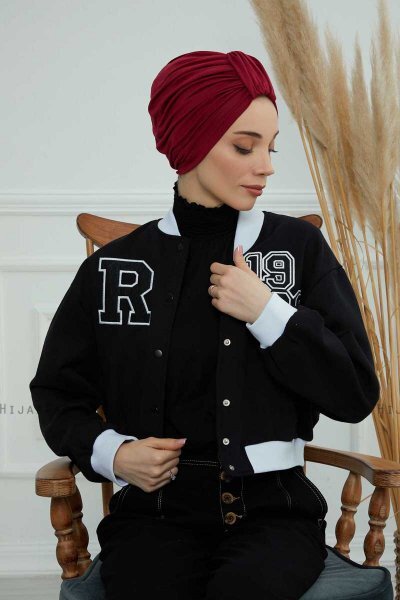 Laura - Turbante De Algodón Burdeos