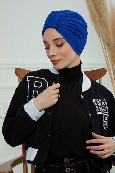 Laura - Turbante De Algodón Azul