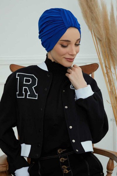 Laura - Turbante De Algodón Azul