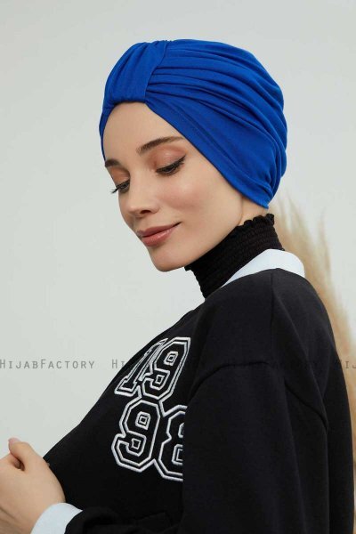 Laura - Turbante De Algodón Azul