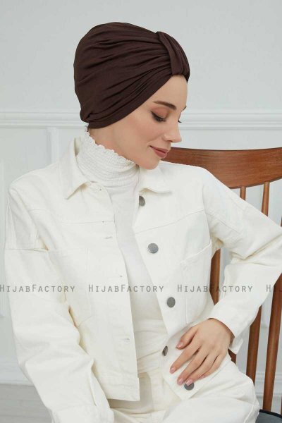 Laura - Turbante De Algodón Marrón