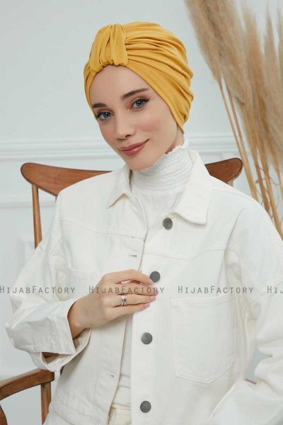 Laura - Turbante De Algodón Mostaza