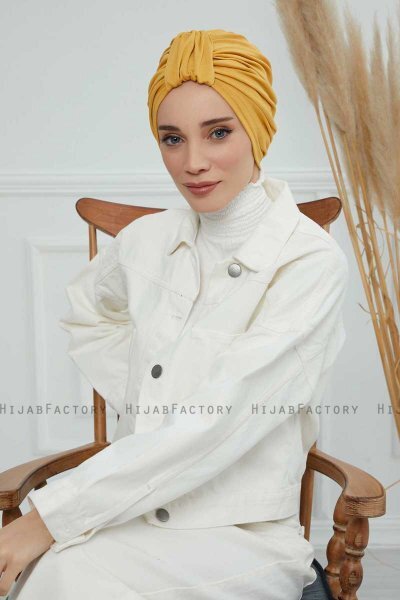 Laura - Turbante De Algodón Mostaza