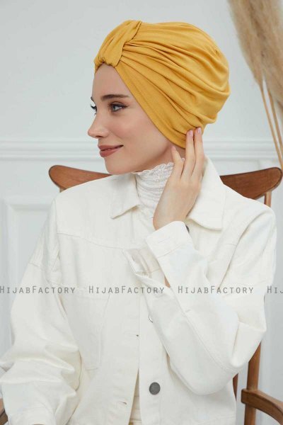 Laura - Turbante De Algodón Mostaza