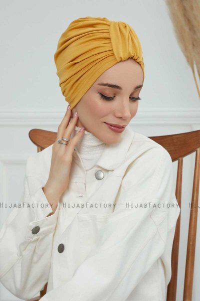 Laura - Turbante De Algodón Mostaza