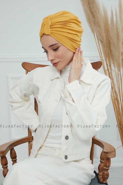Laura - Turbante De Algodón Mostaza