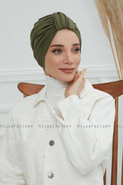 Laura - Turbante De Algodón Caqui