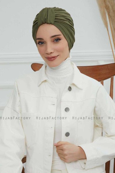 Laura - Turbante De Algodón Caqui
