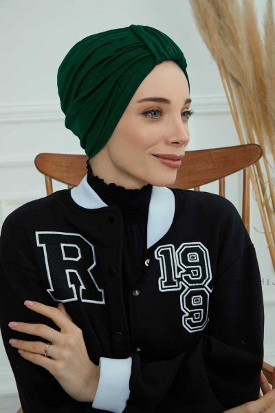 Laura - Turbante De Algodón Verde Oscuro