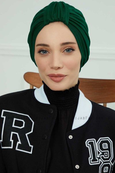Laura - Turbante De Algodón Verde Oscuro