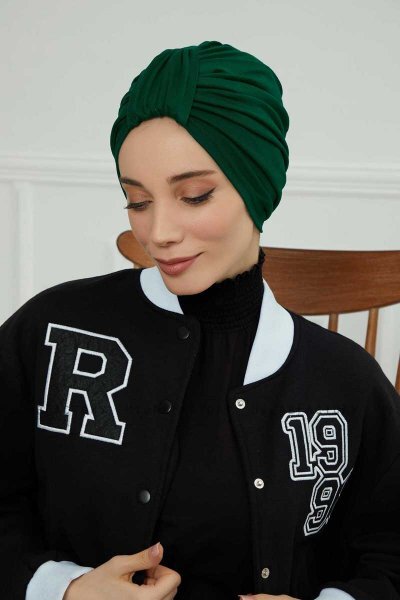 Laura - Turbante De Algodón Verde Oscuro