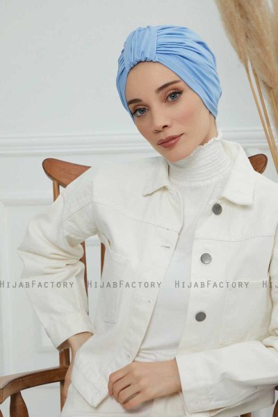 Laura - Turbante De Algodón Sky Blue