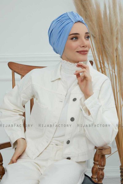 Laura - Turbante De Algodón Sky Blue