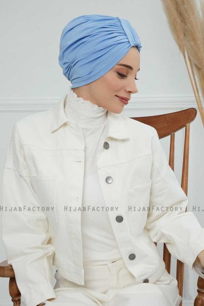 Laura - Turbante De Algodón Sky Blue