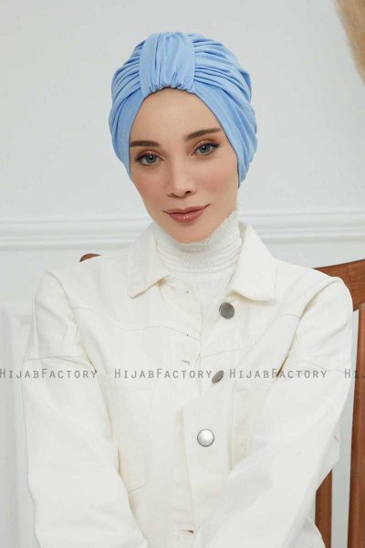 Laura - Turbante De Algodón Sky Blue
