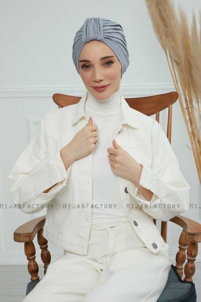 Laura - Turbante De Algodón Gris Claro