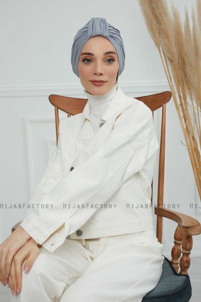Laura - Turbante De Algodón Gris Claro