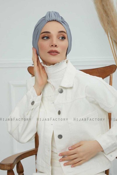 Laura - Turbante De Algodón Gris Claro