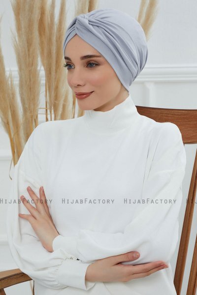 Astrid - Turbante De Algodón Gris Claro