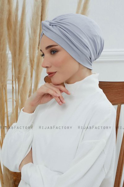 Astrid - Turbante De Algodón Gris Claro