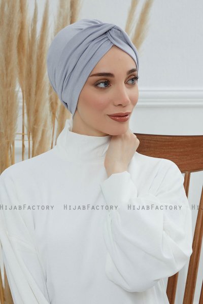 Astrid - Turbante De Algodón Gris Claro