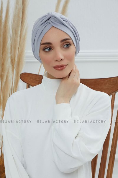 Astrid - Turbante De Algodón Gris Claro