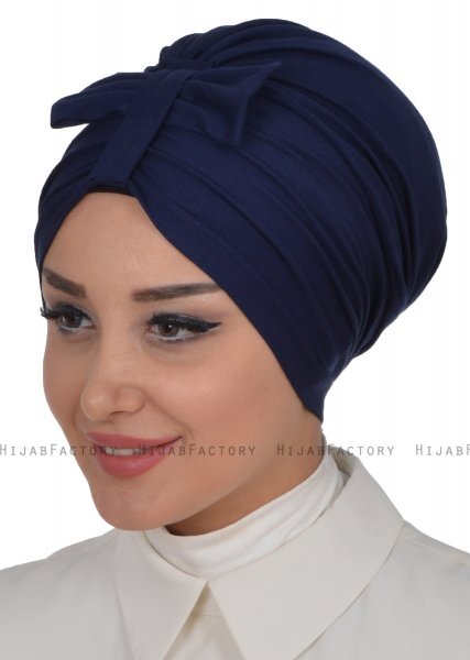 Agnes - Turbante De Algodón Azul Marino - Ayse Turban