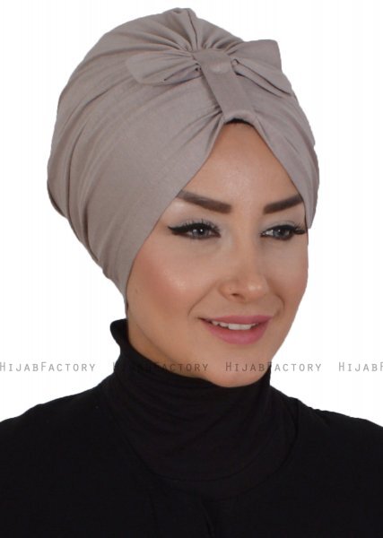 Agnes - Turbante De Algodón Taupe - Ayse Turban