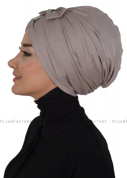 Agnes - Turbante De Algodón Taupe - Ayse Turban