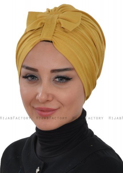 Agnes - Turbante De Algodón Mostaza - Ayse Turban