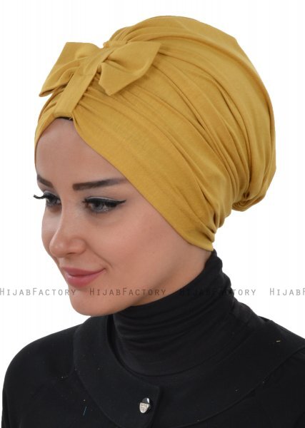 Agnes - Turbante De Algodón Mostaza - Ayse Turban