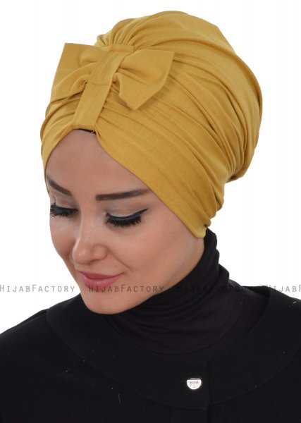 Agnes - Turbante De Algodón Mostaza - Ayse Turban