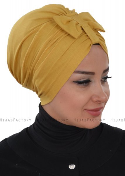 Agnes - Turbante De Algodón Mostaza - Ayse Turban