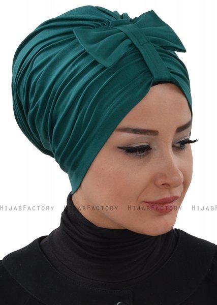 Agnes - Turbante De Algodón Verde Oscuro - Ayse Turban