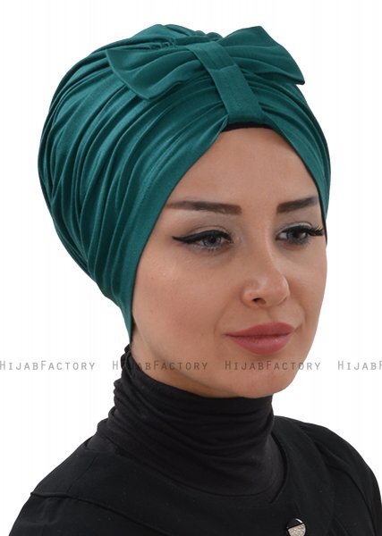 Agnes - Turbante De Algodón Verde Oscuro - Ayse Turban