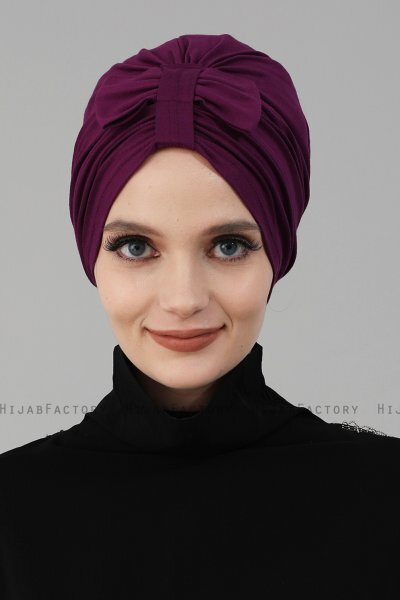 Agnes - Turbante De Algodón Púrpura - Ayse Turban