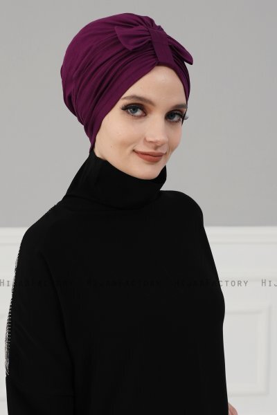 Agnes - Turbante De Algodón Púrpura - Ayse Turban