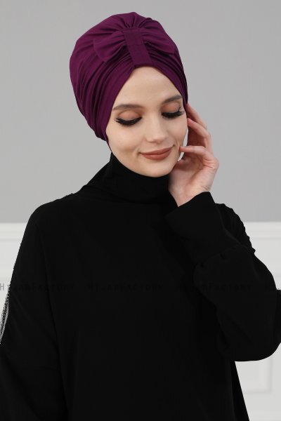 Agnes - Turbante De Algodón Púrpura - Ayse Turban