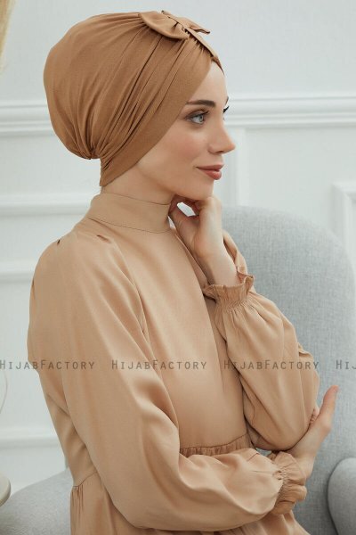 Agnes - Turbante De Algodón Marrón Claro