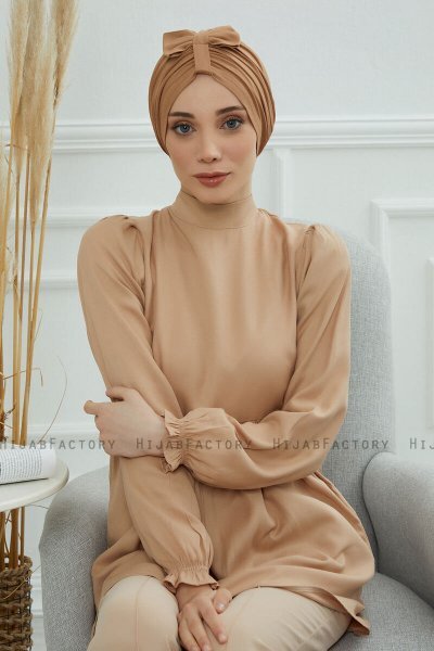 Agnes - Turbante De Algodón Marrón Claro